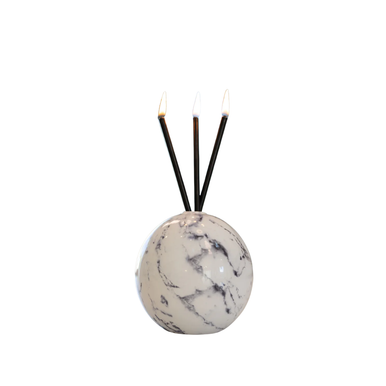 Everlasting Candle Co - Everlasting Candle Co Neva Signature Set - White Marble Vase & Black Candle Sticks - The Perfume Company