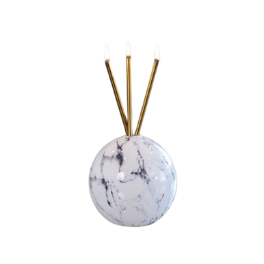 Everlasting Candle Co - Everlasting Candle Co Neva Signature Set - White Marble Vase & Gold Candle Sticks - The Perfume Company