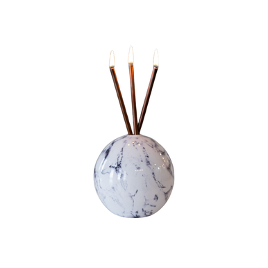 Everlasting Candle Co - Everlasting Candle Co Neva Signature Set - White Marble Vase & Champagne Candle Sticks - The Perfume Company