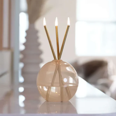 Everlasting Candle Co - Everlasting Candle Co Neva Signature Set - Pampas Vase & Gold Candle Sticks - The Perfume Company