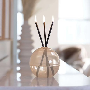 Everlasting Candle Co - Everlasting Candle Co Neva Signature Set - Pampas Vase & Black Candle Sticks - The Perfume Company