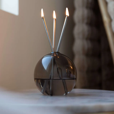 Everlasting Candle Co - Everlasting Candle Co Neva Signature Set - Storm Vase & Silver Candle Sticks - The Perfume Company