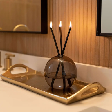 Everlasting Candle Co - Everlasting Candle Co Neva Signature Set - Storm Vase & Black Candle Sticks - The Perfume Company
