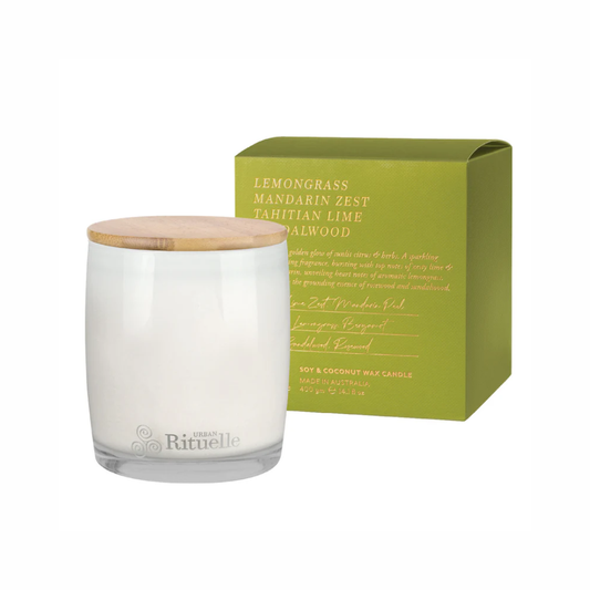 Urban Rituelle Lemongrass, Mandarin Zest, Tahitian Lime, Sandalwood Scented Soy Candle 400g