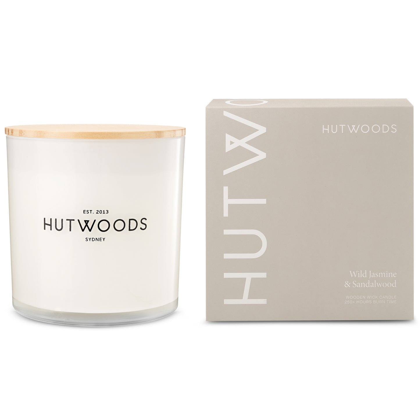 Hutwoods Wild Jasmine & Sandalwood Candle Extra Large 250+ Hours Burn Time - The Perfume Company