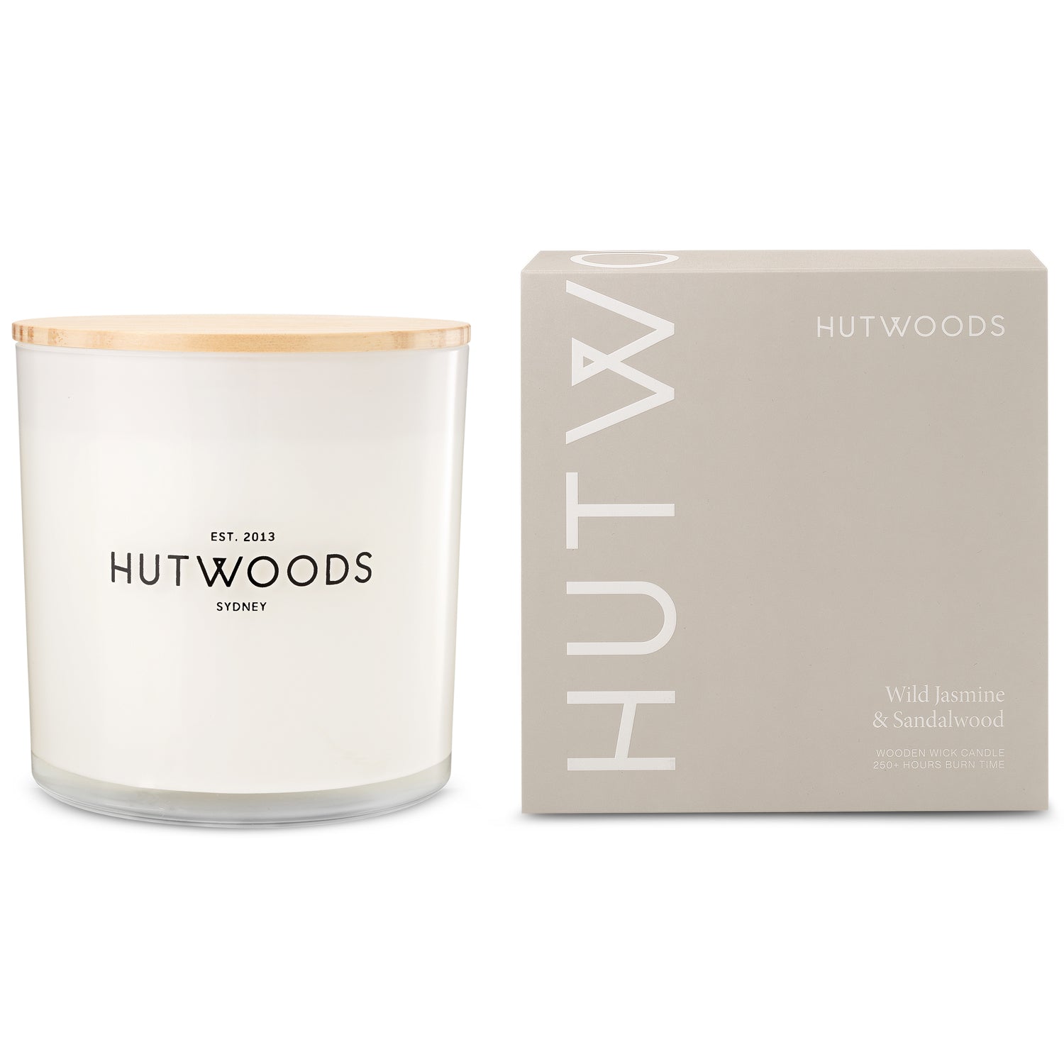 Hutwoods Wild Jasmine & Sandalwood Candle Extra Large 250+ Hours Burn Time - The Perfume Company