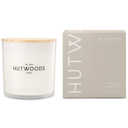 Hutwoods Wild Jasmine & Sandalwood Candle Extra Large 250+ Hours Burn Time - The Perfume Company