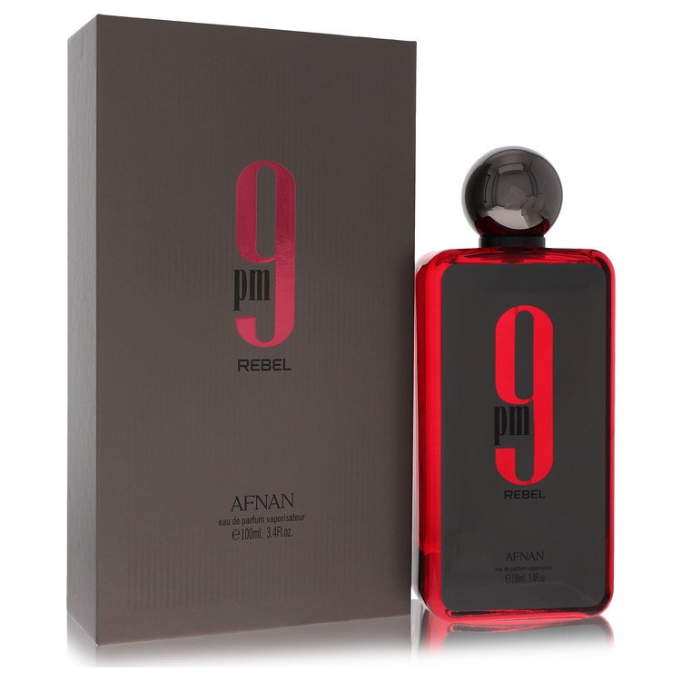 Afnan 9PM Rebel Eau de Parfum Fruity Amber 100mL bottle and box