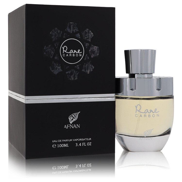 Afnan Rare Carbon Eau de Parfum Leather Woody 100mL bottle and box
