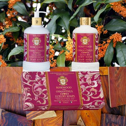 Bath & Body Gift Sets - Saponificio Artigianale Fiorentino - Saponificio Artigianale Fiorentino Rosewood & Osmanthus Scent Bundle Set A Symphony of Floral & Wood - The Gift Company
