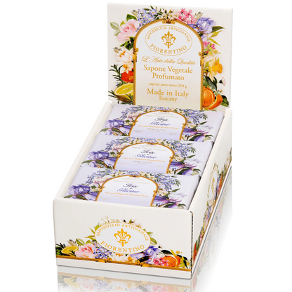 Bath Soap Bar - Saponificio Artigianale Fiorentino - Saponificio Artigianale Fiorentino Iris and Wisteria Bar Soap 6 x 250g - The Gift Company
