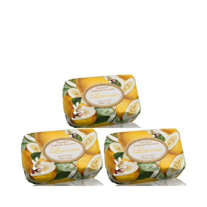 Bath Soap Bar - Saponificio Artigianale Fiorentino - Saponificio Artigianale Fiorentino Lemon Bar Soap Set of 3 x 200g - The Gift Company