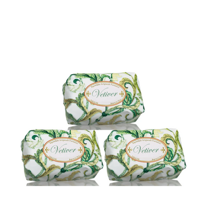 Bath Soap Bar - Saponificio Artigianale Fiorentino - Saponificio Artigianale Fiorentino Vetiver Bar Soap Set of 3 x 200g - The Gift Company