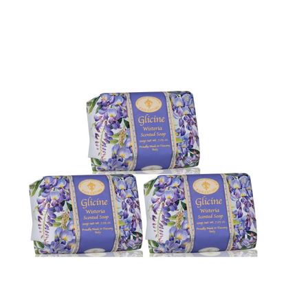 Bath Soap Bar - Saponificio Artigianale Fiorentino - Saponificio Artigianale Fiorentino Wisteria Bar Soap Set of 3 x 200g - The Gift Company