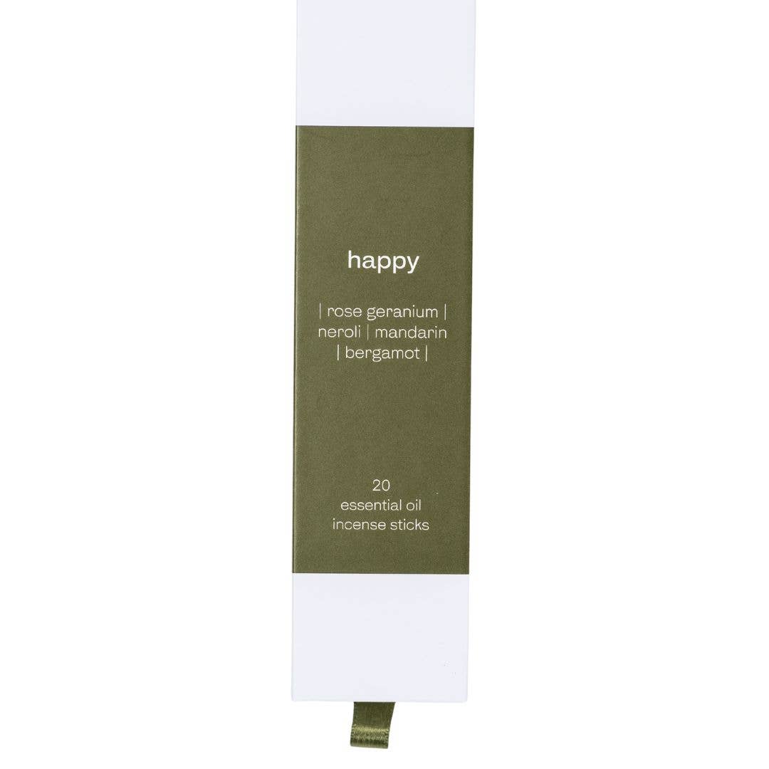 Exuro Happy Incense Sticks 20 Pack - Rose Geranium, Mandarin & Bergamot