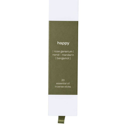 Exuro Happy Incense Sticks 20 Pack - Rose Geranium, Mandarin & Bergamot
