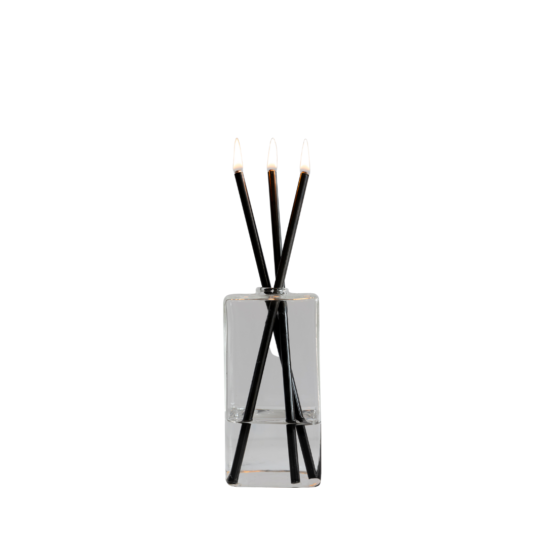 Candle - Everlasting Candle Co - Everlasting Candle Co Jervis Signature Set - Clear Vase & Black Candle Sticks - The Perfume Company
