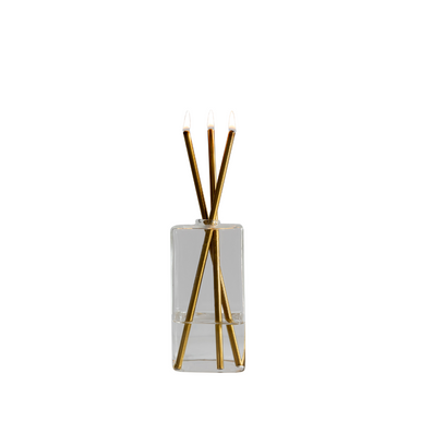 Everlasting Candle Co Jervis Signature Set - Clear Vase & Gold Candle Sticks