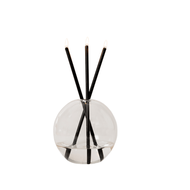 Everlasting Candle Co Neva Signature Set - Clear Vase & Black Candle Sticks