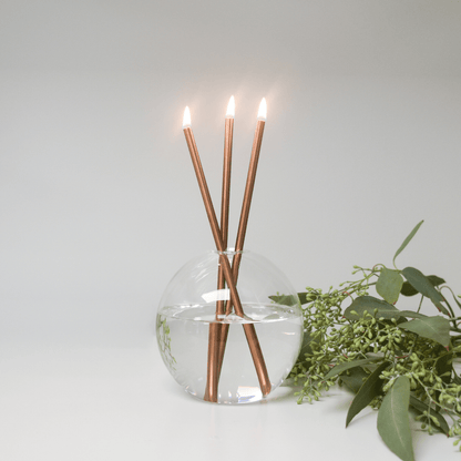 Candle - Everlasting Candle Co - Everlasting Candle Co Neva Signature Set - Clear Vase & Champagne Candle Sticks - The Perfume Company