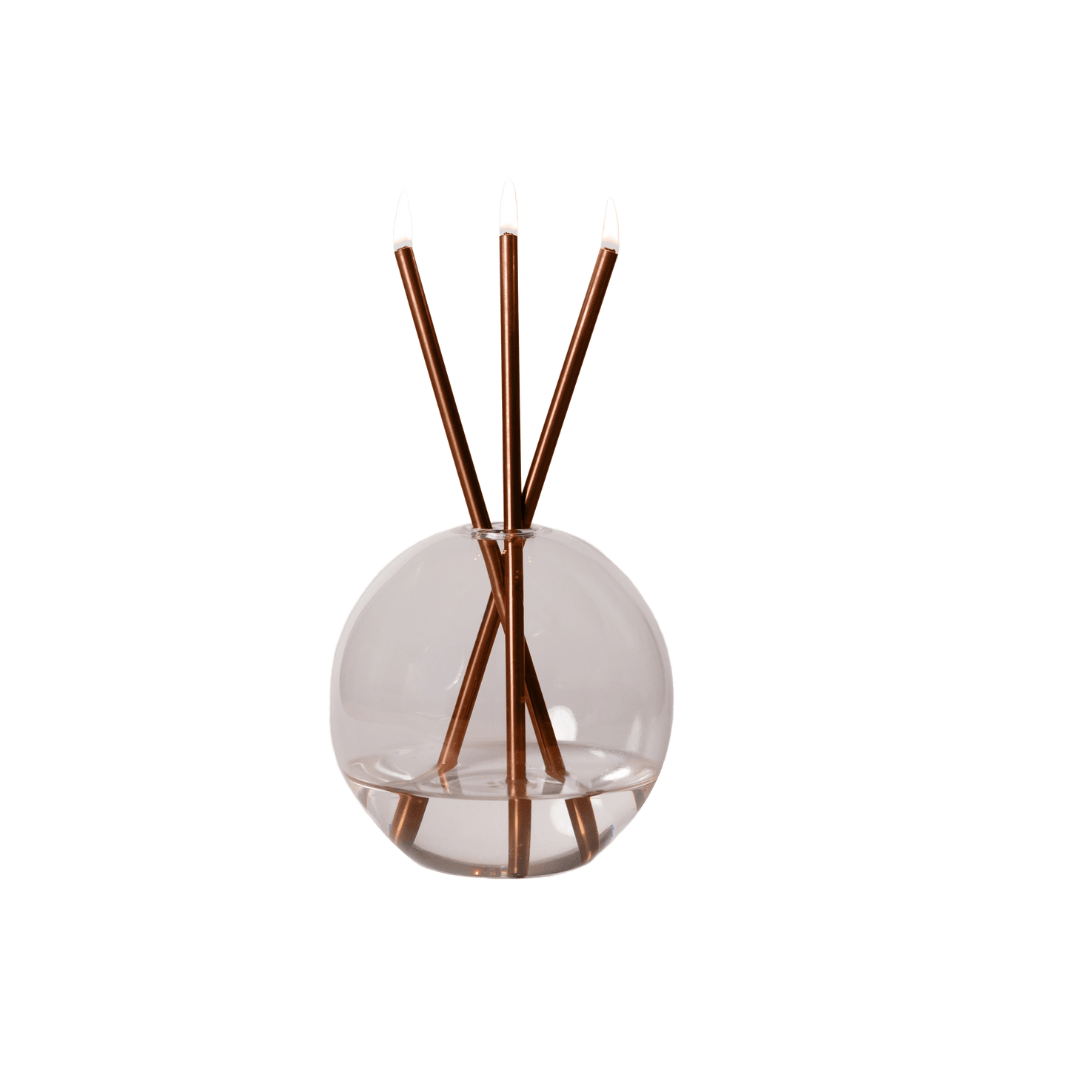 Candle - Everlasting Candle Co - Everlasting Candle Co Neva Signature Set - Clear Vase & Champagne Candle Sticks - The Perfume Company
