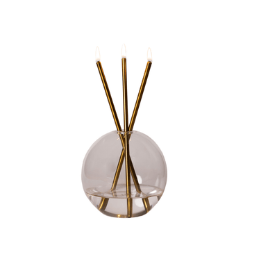 Everlasting Candle Co Neva Signature Set - Clear Vase & Gold Candle Sticks
