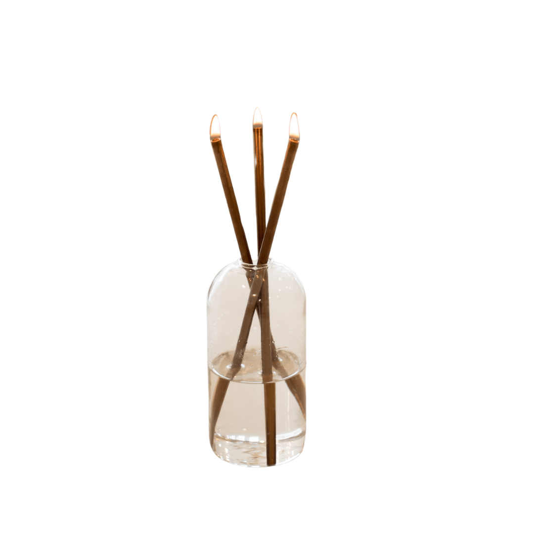 Candle - Everlasting Candle Co - Everlasting Candle Co Wylie Signature Set - Clear Vase & Champagne Candle Sticks - The Perfume Company