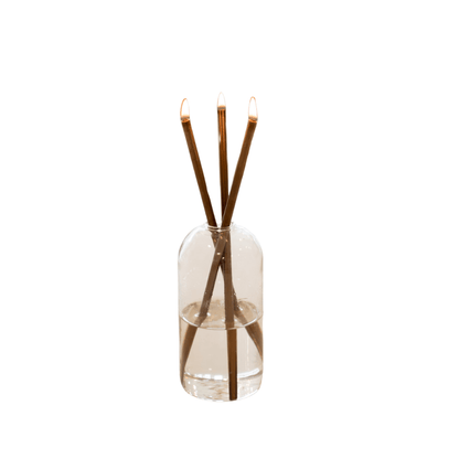 Candle - Everlasting Candle Co - Everlasting Candle Co Wylie Signature Set - Clear Vase & Champagne Candle Sticks - The Perfume Company