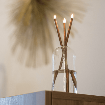 Candle - Everlasting Candle Co - Everlasting Candle Co Wylie Signature Set - Clear Vase & Champagne Candle Sticks - The Perfume Company