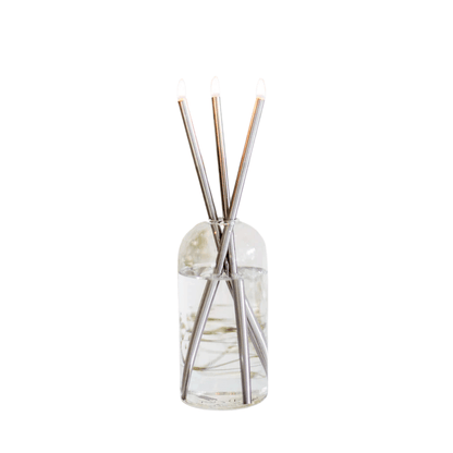 Candle - Everlasting Candle Co - Everlasting Candle Co Wylie Signature Set - Clear Vase & Silver Candle Sticks - The Perfume Company