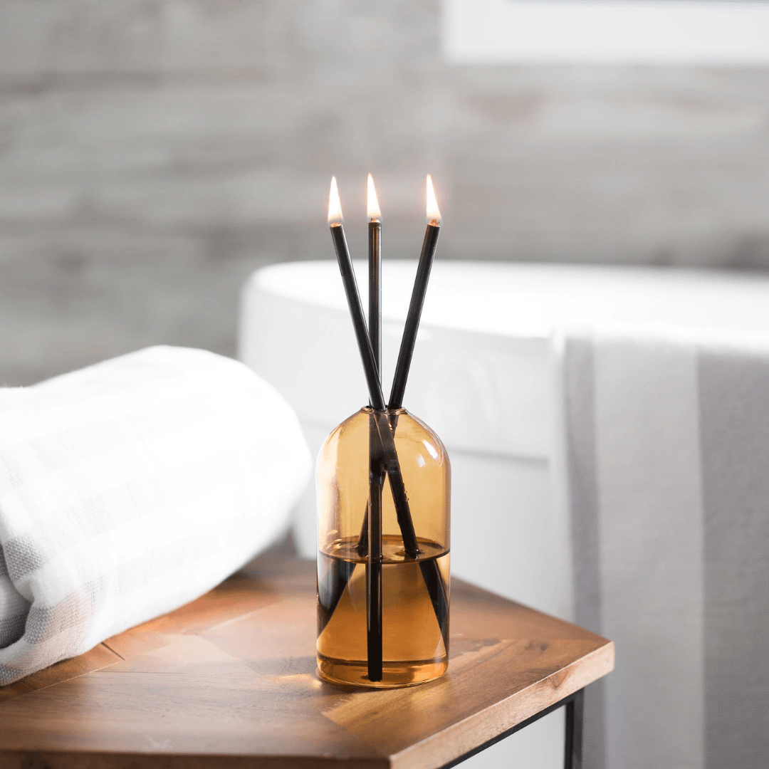 Candle - Everlasting Candle Co - Everlasting Candle Co Wylie Signature Set - Golden Hour Vase & Black Candle Sticks - The Perfume Company
