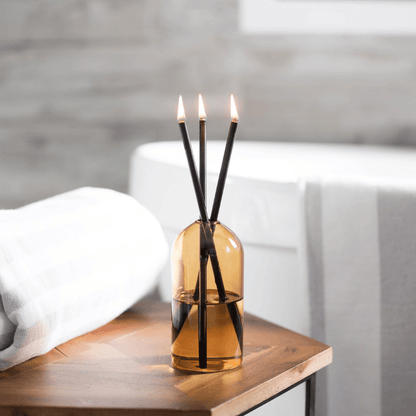 Candle - Everlasting Candle Co - Everlasting Candle Co Wylie Signature Set - Golden Hour Vase & Black Candle Sticks - The Perfume Company