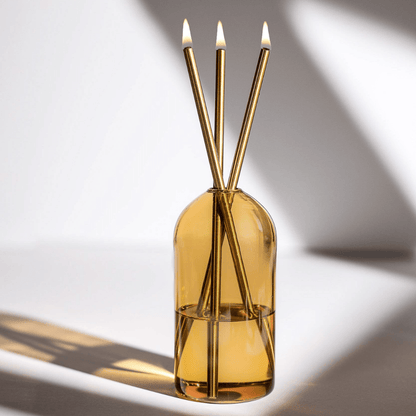 Candle - Everlasting Candle Co - Everlasting Candle Co Wylie Signature Set - Golden Hour Vase & Gold Candle Sticks - The Perfume Company