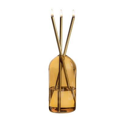Candle - Everlasting Candle Co - Everlasting Candle Co Wylie Signature Set - Golden Hour Vase & Gold Candle Sticks - The Perfume Company