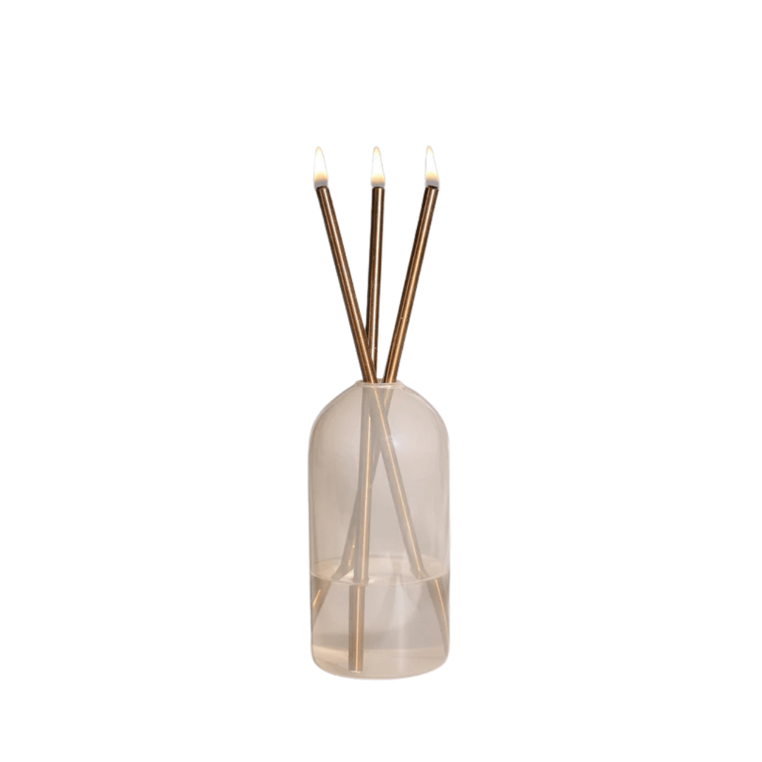 Candle - Everlasting Candle Co - Everlasting Candle Co Wylie Signature Set - Pampas Vase & Champagne Candle Sticks - The Perfume Company