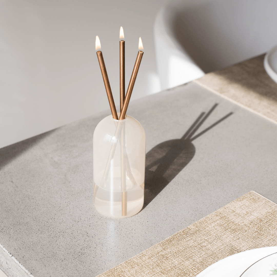 Candle - Everlasting Candle Co - Everlasting Candle Co Wylie Signature Set - Pampas Vase & Champagne Candle Sticks - The Perfume Company