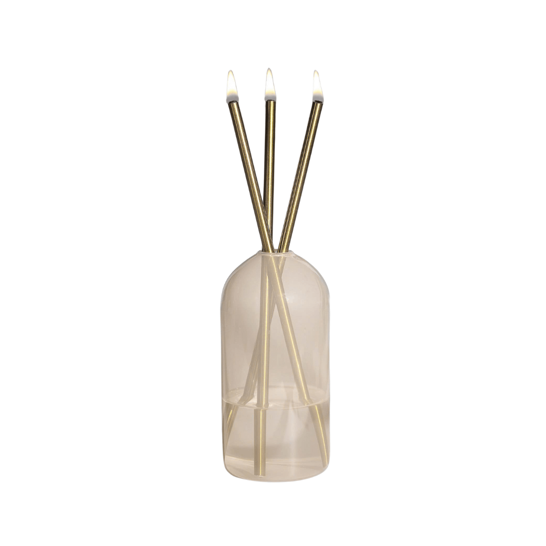 Candle - Everlasting Candle Co - Everlasting Candle Co Wylie Signature Set - Pampas Vase & Gold Candle Sticks - The Perfume Company