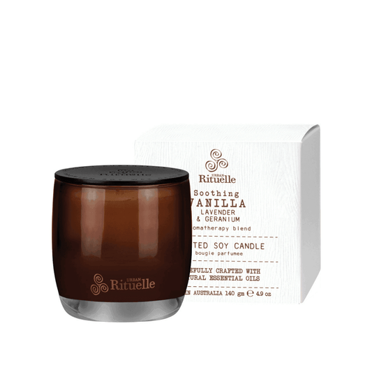 Urban Rituelle Vanilla, Lavender & Geranium Candle 140g - The Perfume Company