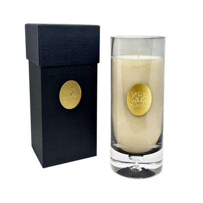 Cylinder Glass Candle - SANJULA - SANJULA Luxury White Cylinder Glass Candle | Pomme D’Ambre 1kg - The Gift Company