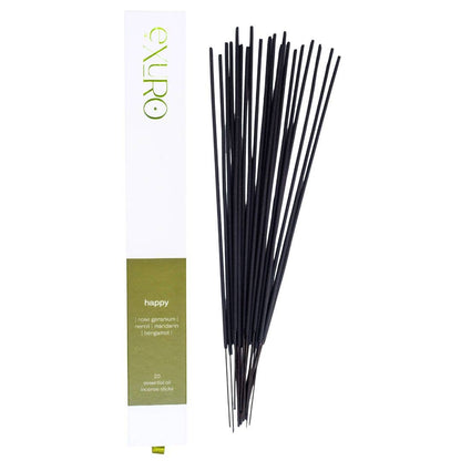 Exuro Happy Incense Sticks 20 Pack - Rose Geranium, Mandarin & Bergamot