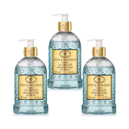 Hand & Body Wash - Saponificio Artigianale Fiorentino - Saponificio Artigianale Fiorentino Body & Hand Wash Sea Breeze Set of 3 x 500ml - The Gift Company