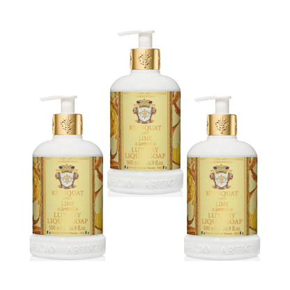 Hand Wash - Saponificio Artigianale Fiorentino - Saponificio Artigianale Fiorentino Kumquat & Lime Hand Wash Set of 3 x 500mL - The Gift Company