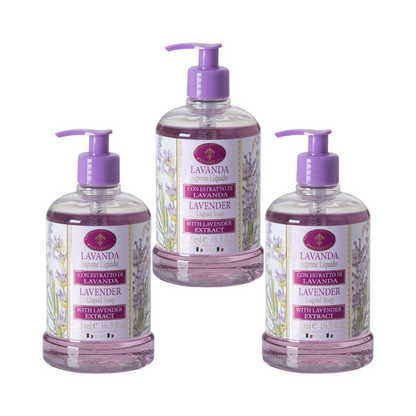 Hand Wash - Saponificio Artigianale Fiorentino - Saponificio Artigianale Fiorentino Lavender Hand Wash Bundle Set of 3 x 500ml - The Gift Company