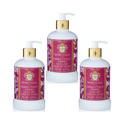 Hand Wash - Saponificio Artigianale Fiorentino - Saponificio Artigianale Fiorentino Rosewood & Osmanthus Hand Wash Bundle Set 3 x 500ml - The Gift Company