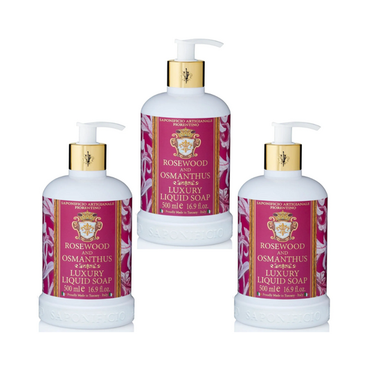 Hand Wash - Saponificio Artigianale Fiorentino - Saponificio Artigianale Fiorentino Rosewood & Osmanthus Hand Wash Bundle Set 3 x 500ml - The Gift Company