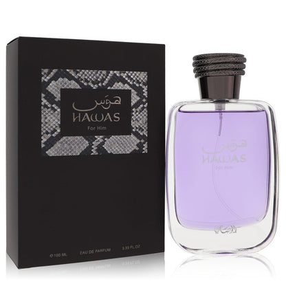 Rasasi Hawas Eau de Parfum Fresh Aquatic 98mL bottle and box