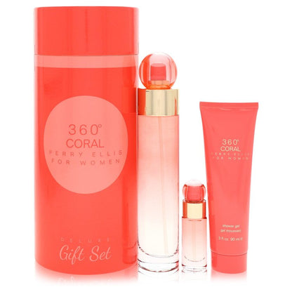Perry Ellis 360 Coral Eau de Parfum Gift Set 100mL + 7.5mL + 90mL Shower Gel main product image