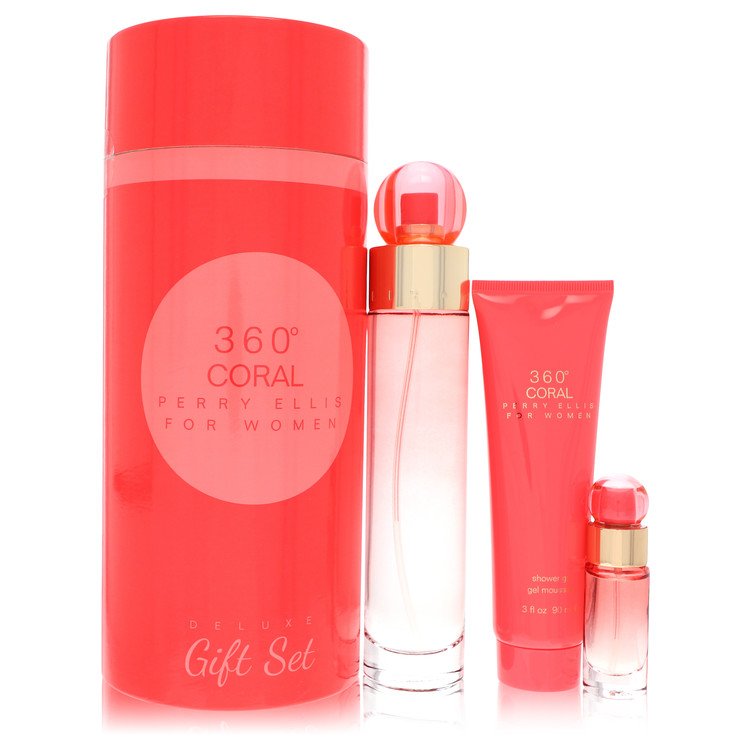Perry Ellis 360 Coral Gift Set 100mL Eau de Parfum + Mini EDP + Shower Gel