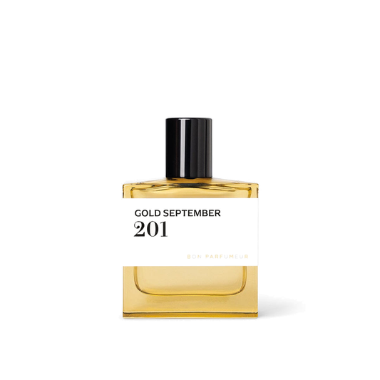 Bon Parfumeur 201 Gold September Eau de Parfum 30mL — genuine product photograph on white, 1080 × 1080